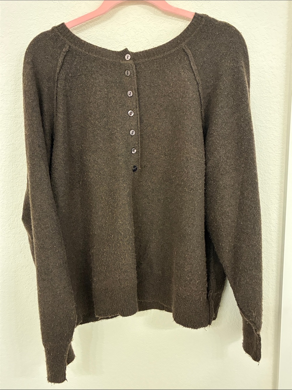 A.N.A Chocolate Brown Lightweight Button‑Front Sweater | Size L | Cozy Fall